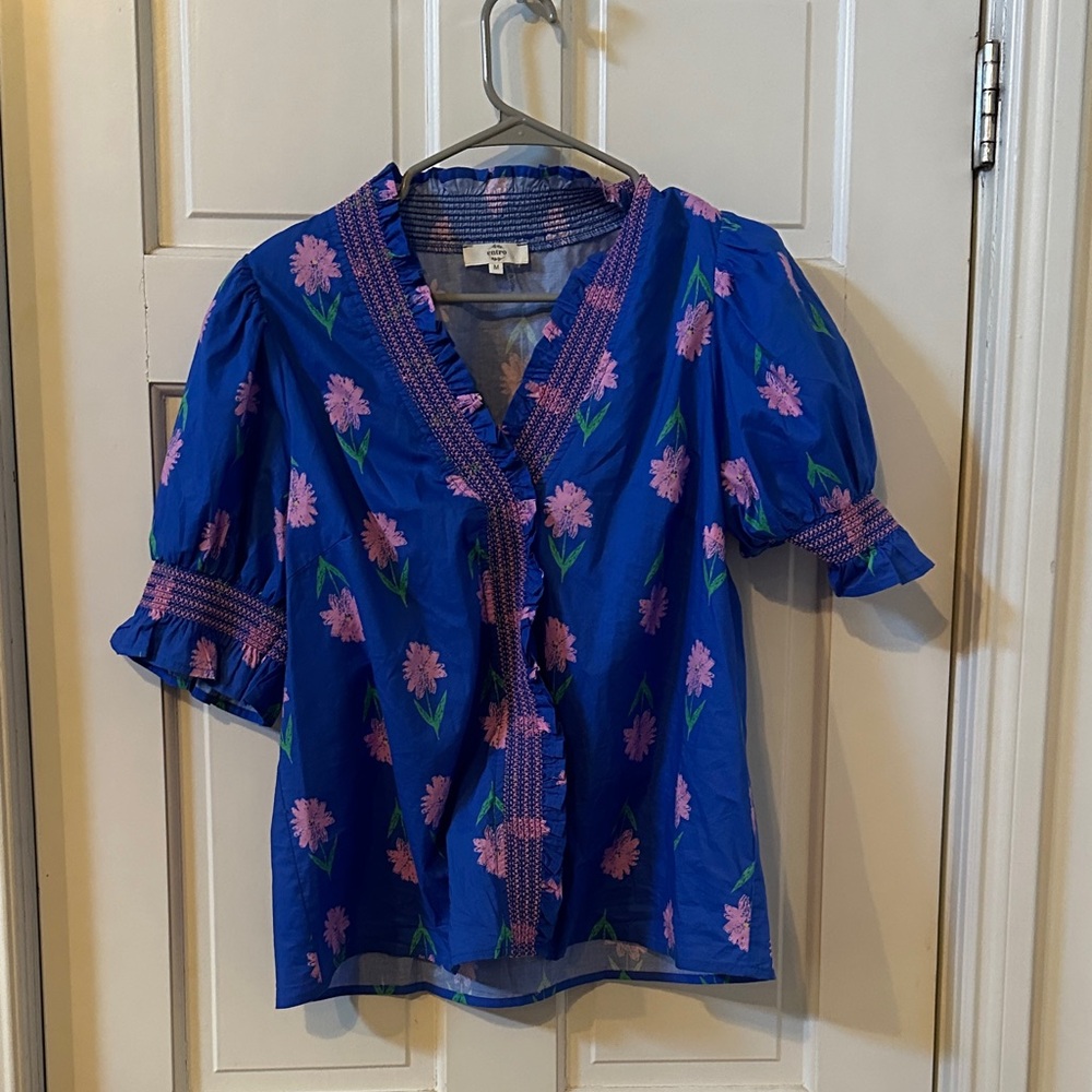 Entro Blue and Pink Floral Blouse